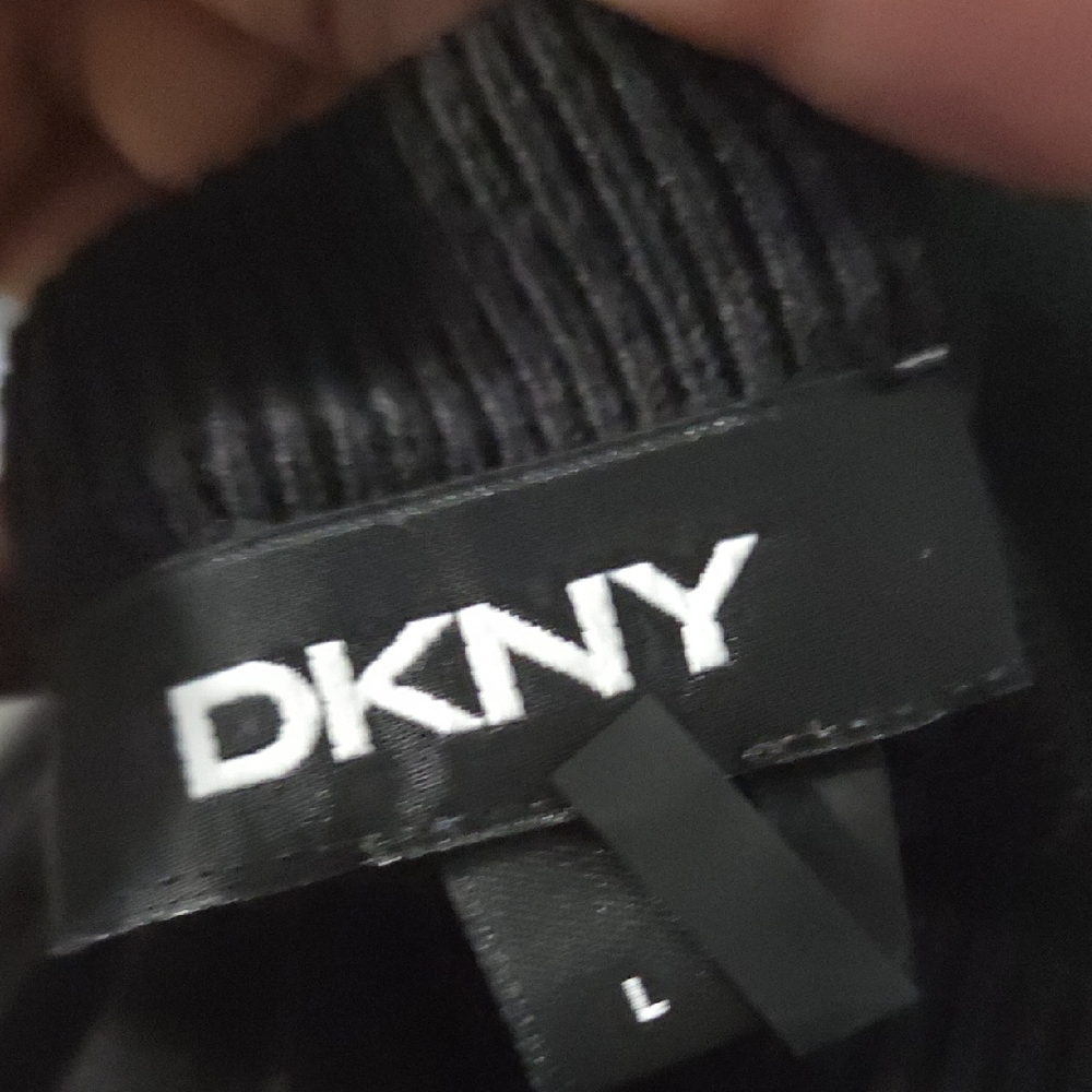 DKNY Black Faux Leather Short Sleeve Sweatshirt - Picture 2 of 8